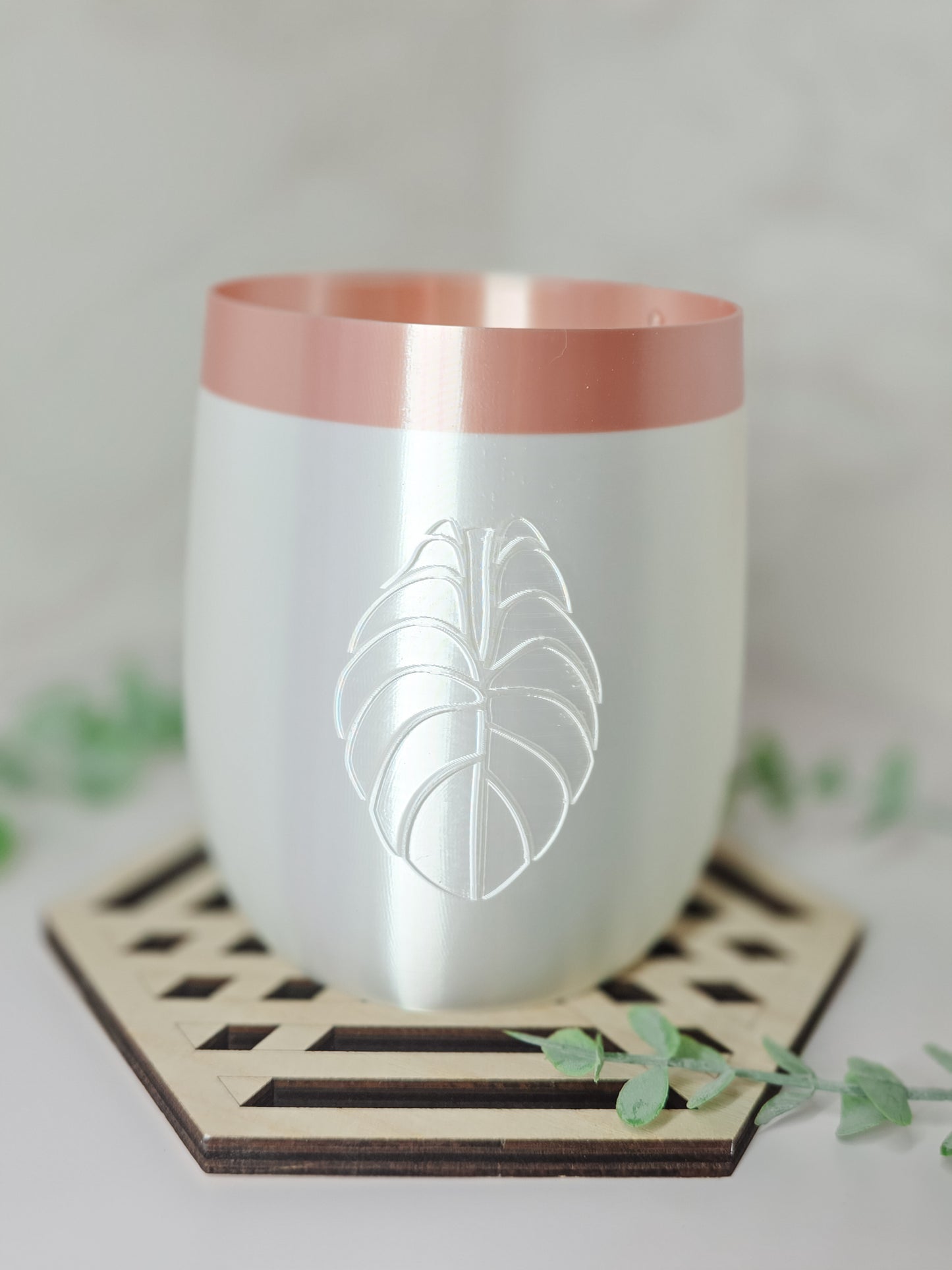 4" "Elegance" Alocasia Stenciled Self-Watering Cup